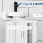Móvel para Lavatório Armário Casa de Banho de Chão de Madeira com 2 Portas Ventiladas e Prateleira Interior Ajustável Moderno 60x30x60 cm Branco