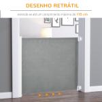 Barreira de Segurança para Cães Extensível Grade Retrátil para Animais de Estimação com Extensão Aço e Tecido de Textilene para Escadas e Portas 5,5 - 115x5,5x82,5cm Cinza