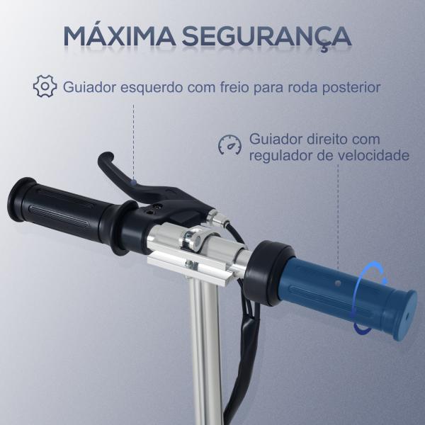 Trotinete Elétrico Dobrável para Crianças de 7 - 14 anos Suporta até 50kg com Altura Ajustável 75x36x82 - 93cm Preto