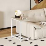 Mesa Auxiliar com Rodas Altura Ajustável Superfície Inclinável e Estrutura de Metal 55x36x62,5 - 82,5 cm Madeira
