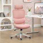 Cadeira de Escritório Giratória de Malha Cadeira de Escritório Basculante com Encosto Alto 62x58x120 - 133 cm Rosa