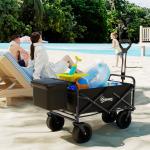 Carrinho de Transporte Dobrável com Bolsa Térmica Removível Capacidade 100 kg para Campismo Praia 113x57x77 - 100 cm Preto