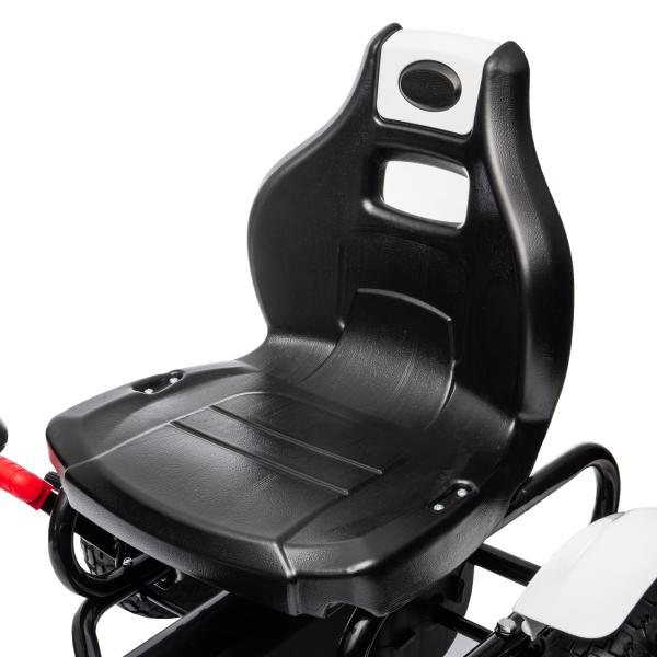 Kart a Pedais para Crianças com Assento Ajustável Pneus de Goma Travão de Mão para Crianças de 5 - 12 Anos 121x58x61 cm Branco