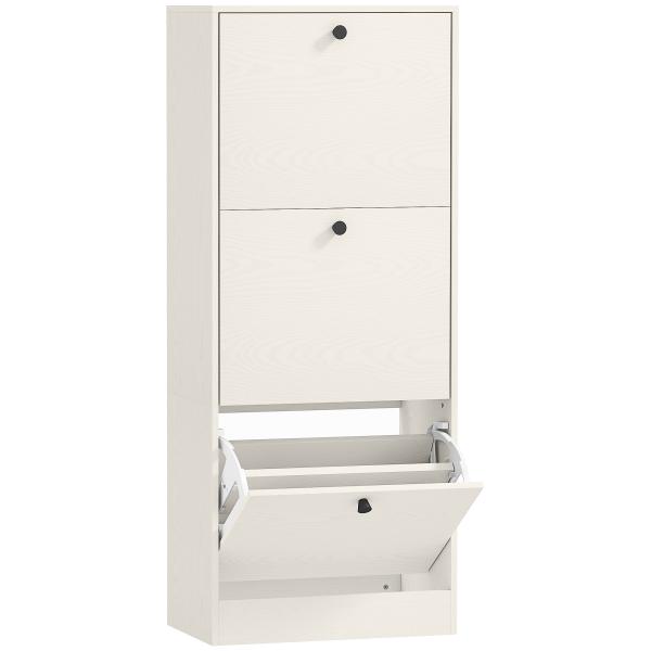 Sapateira Estreita com 3 Portas Sapateira para Entrada com Prateleiras Ajustáveis para 12 Pares de Sapatos 47x28x115 cm Branco
