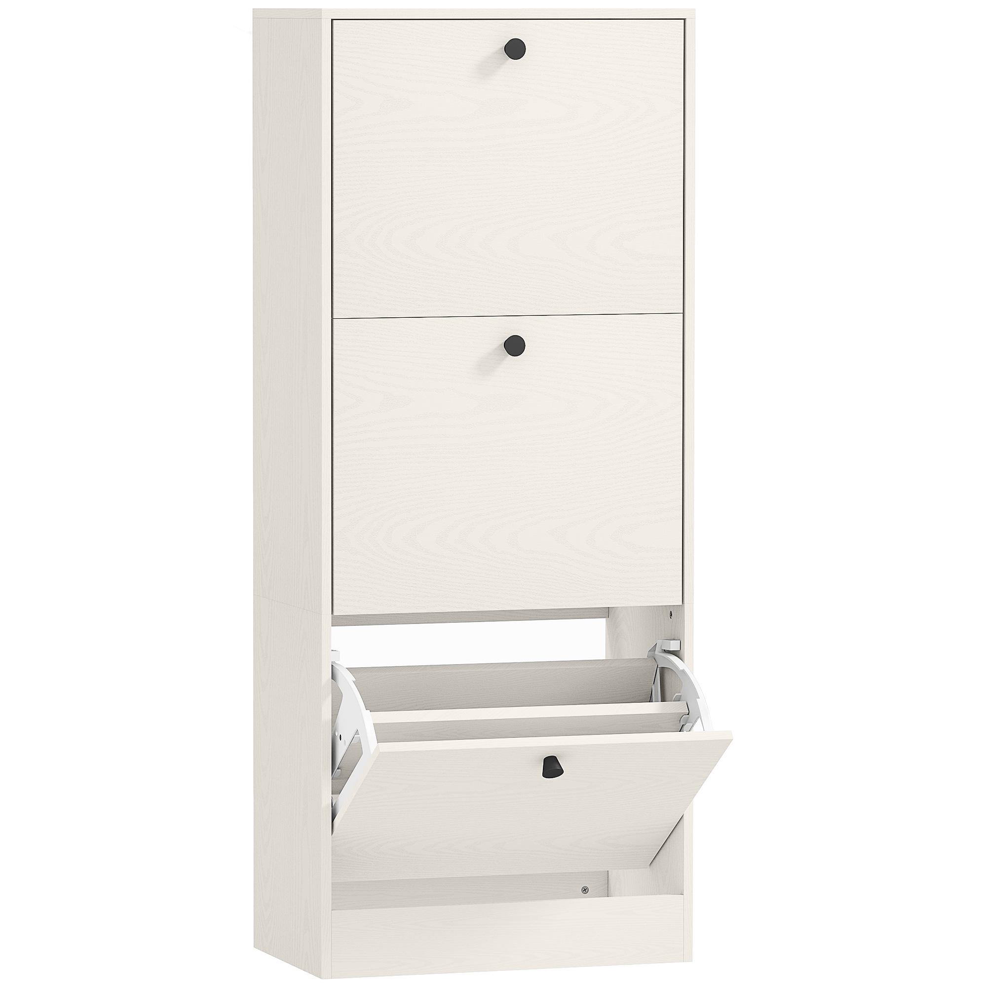 Sapateira Estreita com 3 Portas Sapateira para Entrada com Prateleiras Ajustáveis para 12 Pares de Sapatos 47x28x115 cm Branco