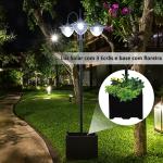 Candeeiro Solar de Jardim com 18 Luzes LED Branco Frio 6000K Impermeável IP44 Sensor de Noite e Base em Forma de Floreira Candeeiro de Exterior para Terraço Pátio 60x55x189cm Preto