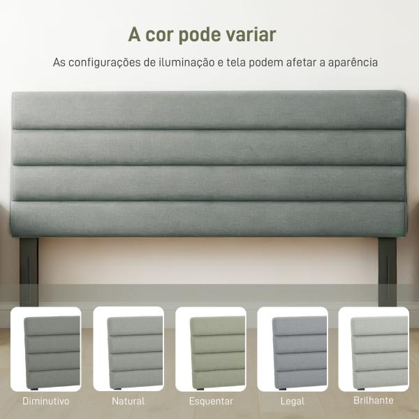 Cabeceira de Cama 140 cm Altura Ajustável em 3 Níveis 106/116/126 cm Estofada em Linho Cinza