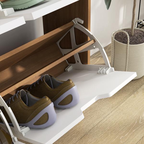 Sapateira para 16 Pares de Sapatos com 4 Gavetas e Prateleiras Ajustáveis 95x26x95 cm Madeira