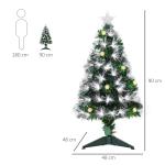 Árvore de Natal 90 cm Árvore de Natal com Fibra Óptica Árvore de Natal Artificial com 90 Luzes LED e 90 Ramos Verde e Branco