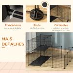 Recinto para Pequenos Animais DIY com 24 Painéis com Grade Metálica Recinto Modular para Coelhos Chinchilas 105x105x70cm