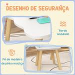 Mesa Infantil com 2 Cadeiras com Encosto em Forma de Coroa para Crianças de 3 - 6 Anos para Sala de Jogos Dormitório Branco
