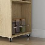 Carrinho de Cozinha com Rodas 2 Portas Prateleira Ajustável Porta - Especiarias para Sala de Jantar 75x40x80,5 cm Madeira