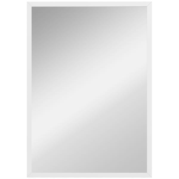 Espelho de Parede Decorativo 50x70 cm Espelho Retangular Espelho de Sala com 4 Ganchos Metálicos Estilo Moderno Branco