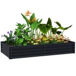 Caixa de Plantio de Aço Galvanizado para Cultivar Plantas Flores Floreira Grande de Exterior Retangular com Fundo Aberto 180x90x30 cm Cinzento Escuro