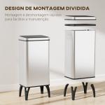 Balde de Lixo Automático 50 L em Aço Inoxidável com Sensor Infravermelhos e Aro de Retenção 35,5x26x83,5 cm Prata