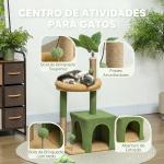 Árvore Arranhadora para Gatos 98 cm com Folhas Artificiais, Toca, Cama, Postes em Juta e 2 Bolas, Verde