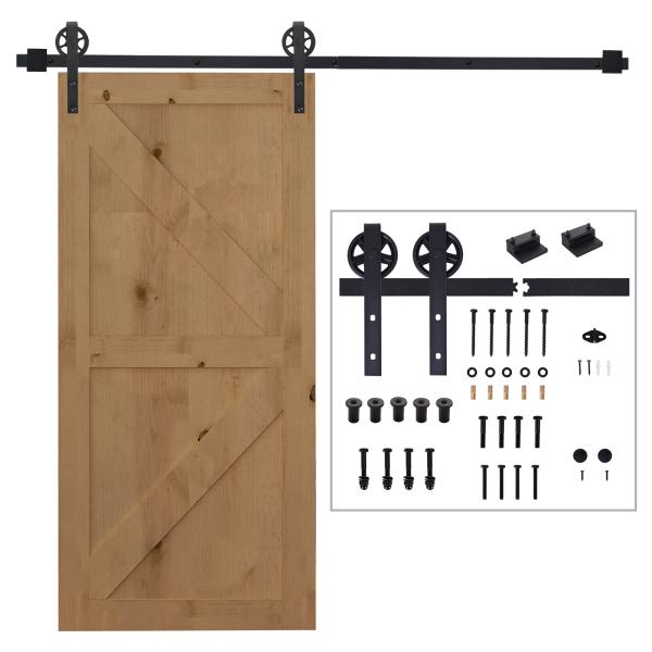 Kit de acessórios para porta de correr deslizante Conjunto de Trilhos de aço carbono 200x4x0.6cm