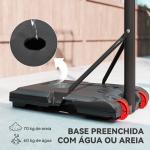 Tabela de Basquetebol com Altura Ajustável 178 - 208 cm Rodas Base Recarregável para Exterior 75x56x210 - 240 cm Vermelho e Preto
