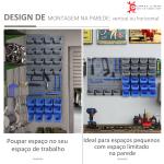 Prateleira de Parede Organizador de Ferramentas Prateleiras de Armazenamento com 28 Caixas ​54x95 cm Cinza e Azul