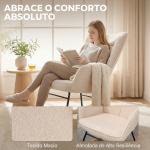 Poltrona Baloiço em Borrego com Oscilação de 40° Pés de Madeira de Faia e Estrutura de Aço 71x98x101 cm Bege