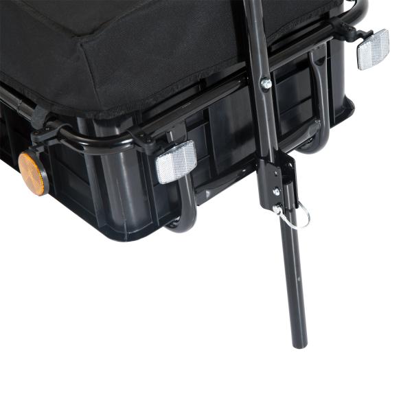 Reboque de Bicicleta para Carrinho de Carga 40kg com Capa em Tecido Oxford Refletores Estrutura em Aço e Alças para Bagagem 144x59x80 cm Preto