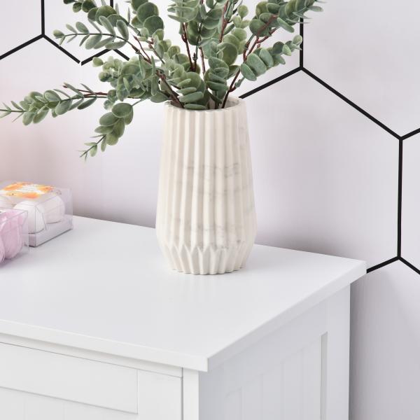 Armário Casa de Banho Móvel Auxiliar Organizador Moderno de Madeira com 1 Armário e Gavetas 56x30x83 cm Branco