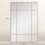 Espelho de Parede Retangular 90x60 cm com Moldura de Metal Espelho Decorativo para Sala Quarto Entrada Dourado