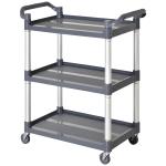 Carrinho Auxiliar com Rodas e 3 Prateleiras Carrinho de Cozinha com Armazenamento Carga 105 kg 88x44x93 cm Cinza