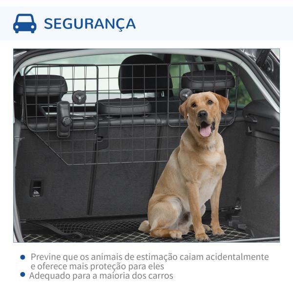 Grade de Segurança de Carro para Cães Universal Grade de Segurança para Cães com Largura Ajustável 90 - 120x40,5cm Preto