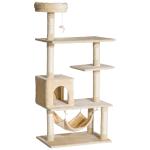 Árvore Arranhador para Gatos com plataformas múltiples Brinquedo suspenso Caverna espaçosa Rede macia Postes de coçar 70x40x152 cm Bege