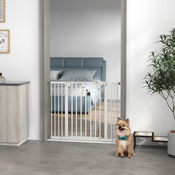 Barreira de Segurança Extensível para Animais de Estimação com Fecho Automático e Sistema de Duplo Bloqueio 74 - 100x76 cm Branco
