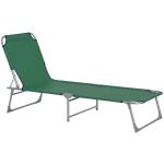 Espreguiçadeira Dobrável e Reclinável em 4 Posições com Estrutura Metálica e Tecido Oxford para Exterior 187x58x28 cm Verde