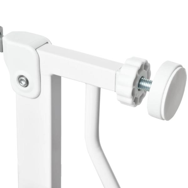 Barreira de Segurança para Cães Extensível para Escadas e Portas 75 - 115cm com 2 Extensões e 10 - 20cm Montagem a Pressão Aço Altura 76cm Branco