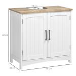 Móvel para Lavatório Pousar Armário para Casa de Banho de Madeira com 2 Portas e Prateleira Interior Ajustável 60x30x60cm Branco