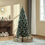 Árvore de Natal Artificial 180 cm Ignífugo com 618 Ramos 34 Bagas 30 Pinhas Folhas de PVC e Suporte Metálico Ø65x180cm Verde