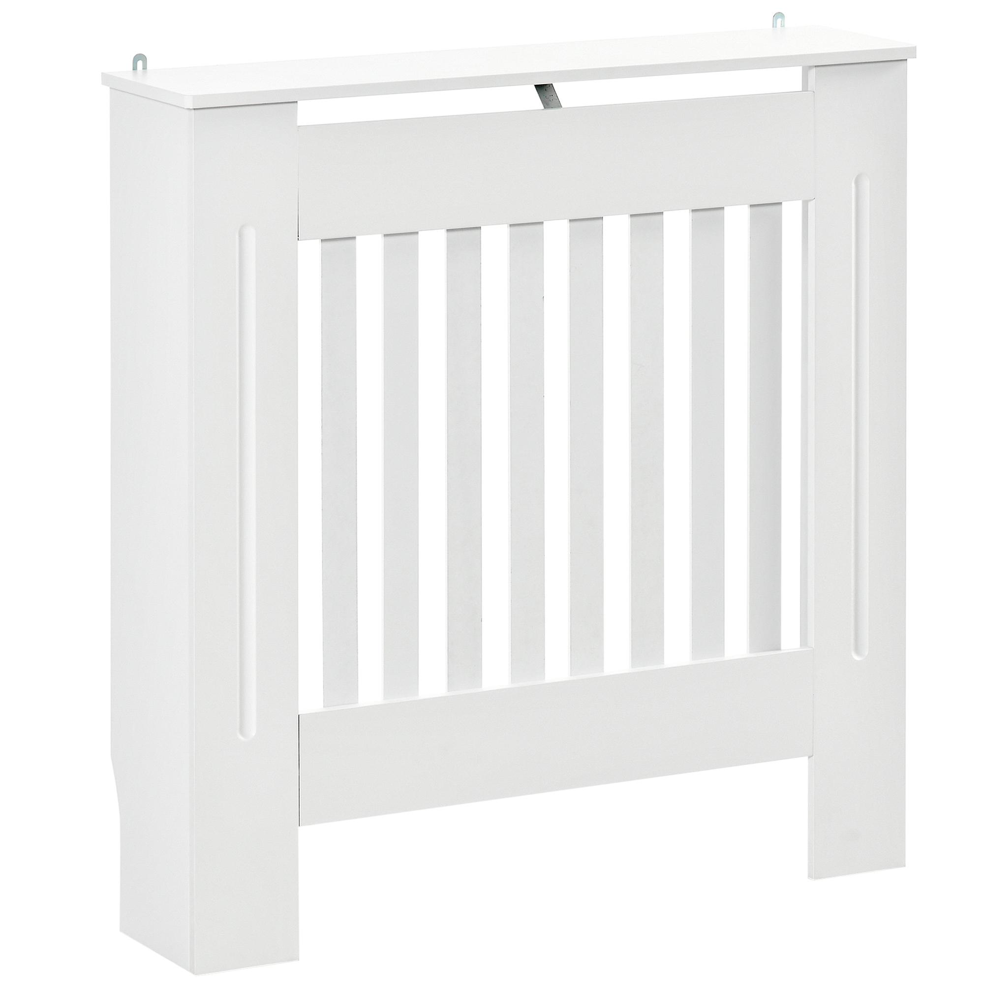 Cobertura Radiador 78x19x81 cm Cobertura para Radiador de MDF com Desenho Moderno e Prateleira Branco