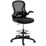 Cadeira de Escritório com Suporte Lombar Apoio para os Braços Dobrável e Altura Ajustável 59x65x102 - 122 cm Preto
