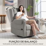 Poltrona Relax Reclinável Elétrica Giratória e Basculante com Apoio para os Pés Ajustável Controlo Remoto 86x89x99 cm Cinzento Claro