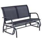 Baloiço de 2 Lugares com Tubo de Metal e Tecido de Textilene para Exteriores Carga Máx. 200 kg 120x70x85 cm Preto