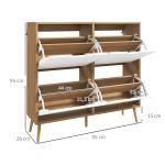Sapateira para 16 Pares de Sapatos com 4 Gavetas e Prateleiras Ajustáveis 95x26x95 cm Madeira