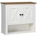 Armário Casa de Banho de Parede com 2 Portas e Prateleiras de Armazenamento 60x19,5x52,5 cm Branco e Madeira