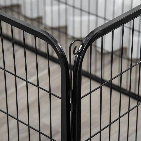 Parque para Animais de Estimação Retangular Gaiola para Cães 4 Paineis de Metal com Porta e Dupla Fechadura Cerca de Treinamento 129x84x70cm Preto
