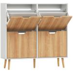 Sapateira para 16 Pares de Sapatos com 4 Gavetas e Prateleiras Ajustáveis 95x26x95 cm Branco e Madeira