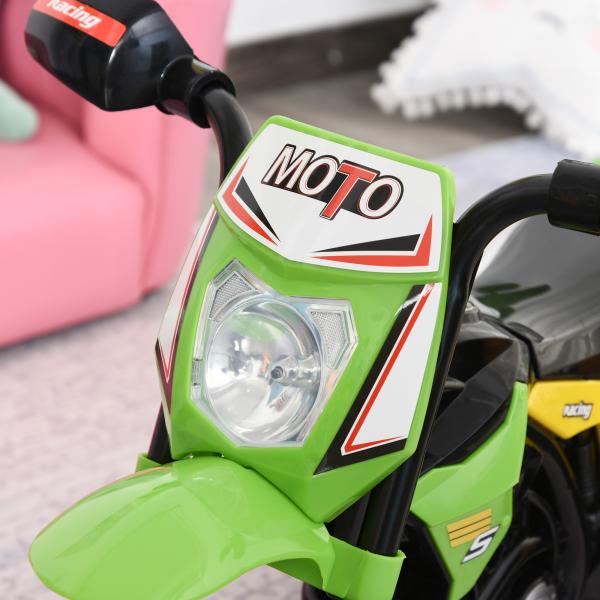 Mota para Crianças acima de 18 Meses Mota a Pedais para Crianças com 3 Rodas Luzes e Sons Realistas 71x40x51 cm Verde