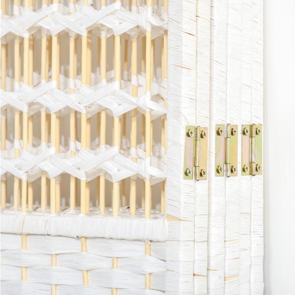 Biombo de 6 Paineis Separador de Ambientes Dobrável 242x170cm Divisória de Habitações de Fibra de Papel Branco