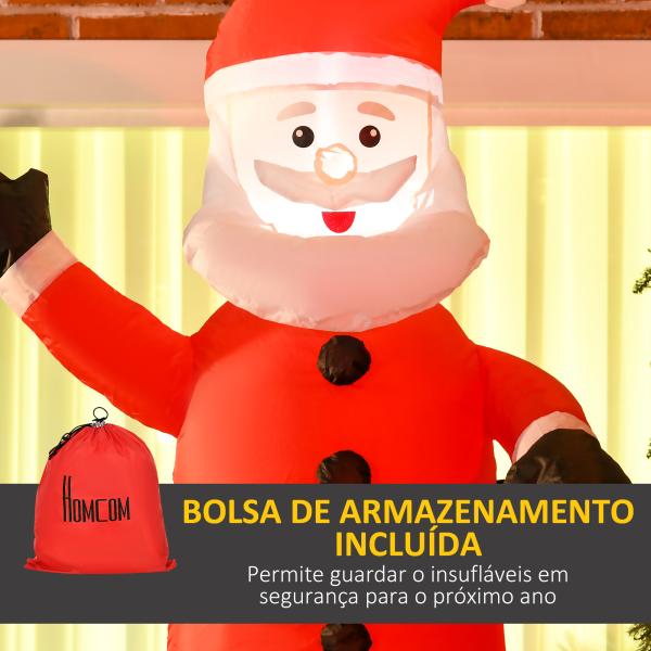 Pai Natal Insuflável com Chaminé 2 Luzes LED e Insuflador Elétrico Decoração de Natal 80x70x210 cm Multicor
