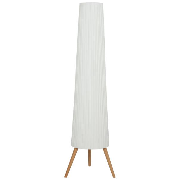 Candeeiro de Pé com Tripé Brilho Ajustável 3 Níveis Interruptor de Pé Pernas de Madeira e Ecrã de Tecido 46x46x153 cm Branco