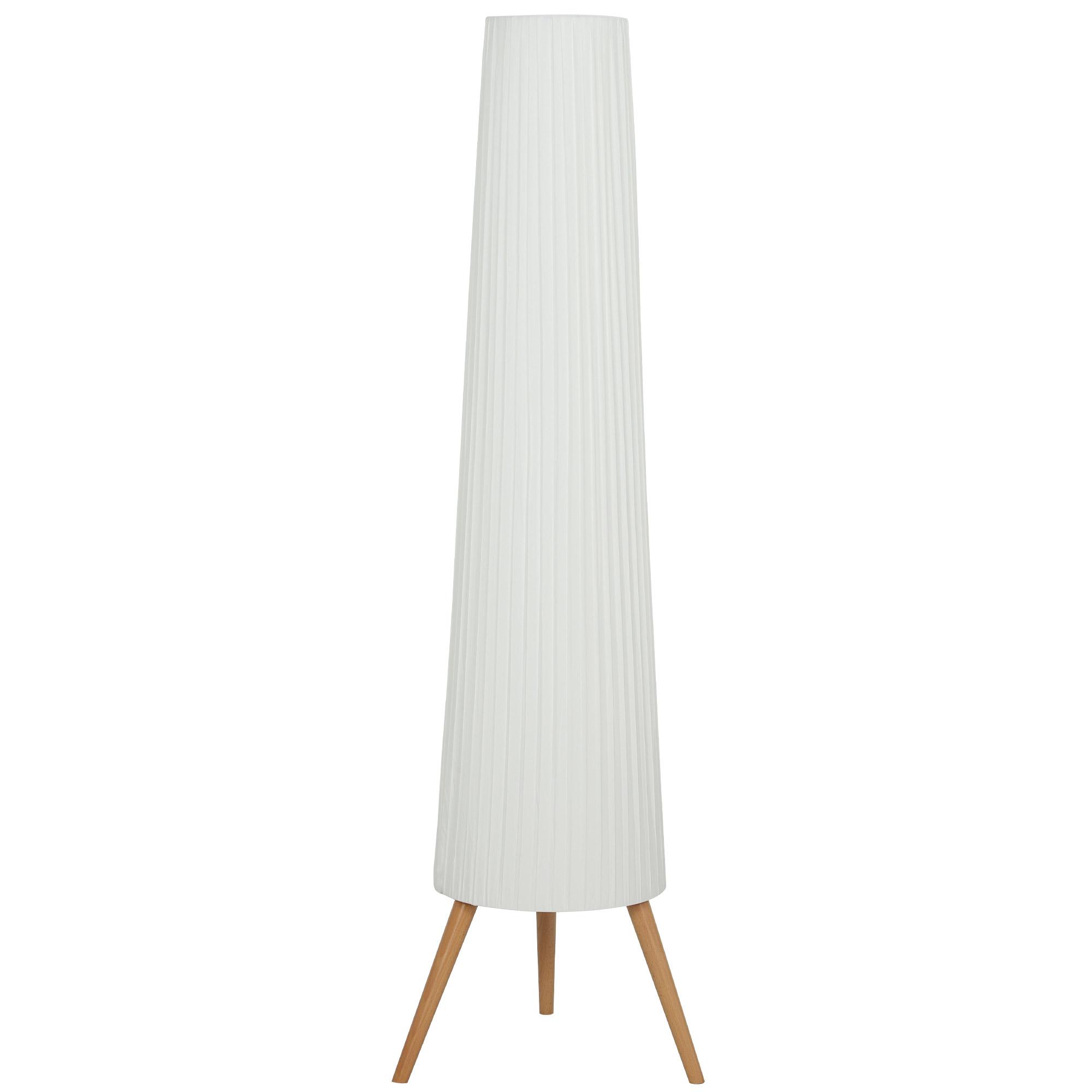 Candeeiro de Pé com Tripé Brilho Ajustável 3 Níveis Interruptor de Pé Pernas de Madeira e Ecrã de Tecido 46x46x153 cm Branco