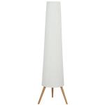 Candeeiro de Pé com Tripé Brilho Ajustável 3 Níveis Interruptor de Pé Pernas de Madeira e Ecrã de Tecido 46x46x153 cm Branco