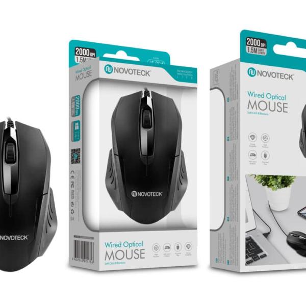 Rato Óptico com Fio NOVOTECK JS - 004 - 2000 DPI, Ergonómico, Plug - and - Play